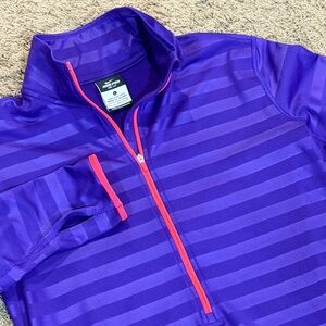 Nike Pro Shirt Womens Large Purple Lightweight Zip Running Athletic Ladies